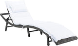 SAFAVIEH Outdoor Collection Colley Grey Brown Wicker/White Cushion Adjustable Recliner Chaise Lounge Chair (PAT7722C) - Photo 4