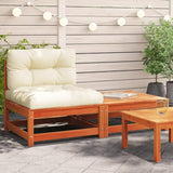 Patio Sectional Sofa with Cushions and Footstool Wax Brown Solid Pine Wood Modular Outdoor Furniture Set for Garden - Photo 1