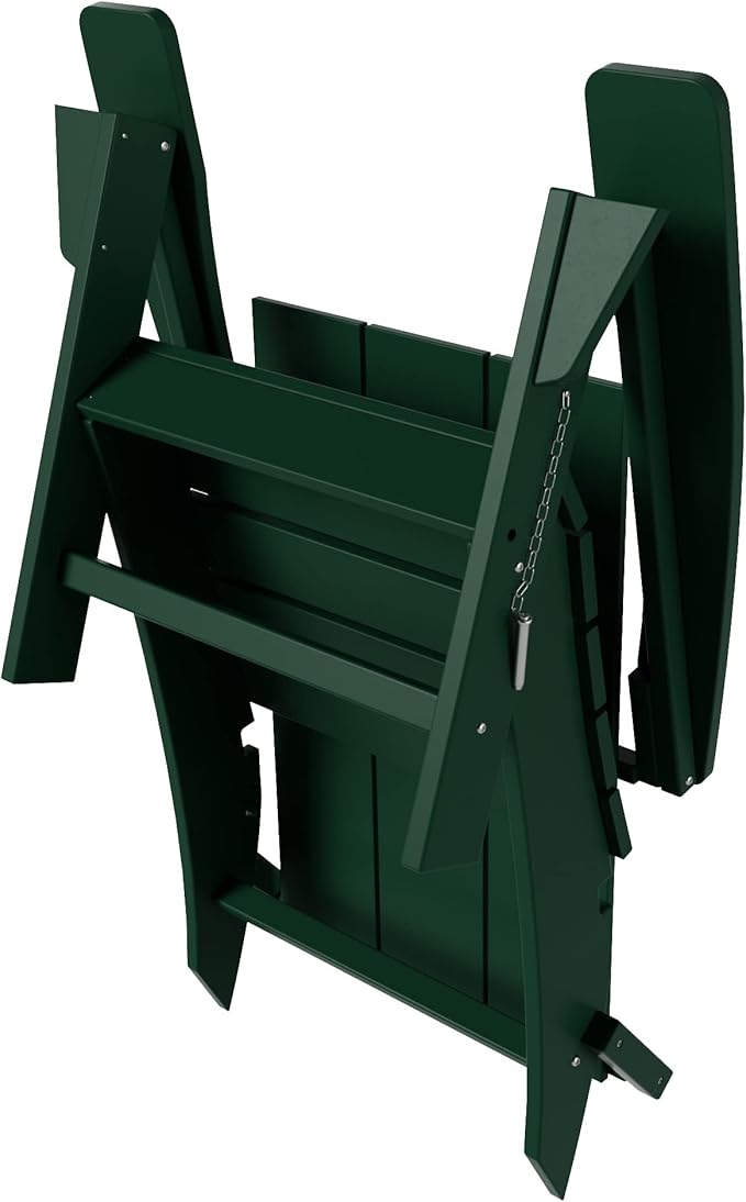 WO Home Furniture HDPE Adirondack Chair Folding Poly Lumber All Weather UV/Fade Resistant Heavy Duty for Patio, Backyard, Balcony, Garden, Lawn (Dark Green)…