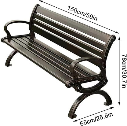 Outdoor Metal Benches,Cast Aluminum Lightweight Sturdy Bench,Weatherproof,Park Bench,2-Person Seat Bench with Backrest,for Porch, Patio, Lawn, Balcony, Backyard(Size:150cm/59in)