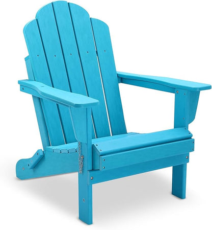 Folding Adirondack Chair, Outdoor Patio Chair Lawn Chair,Weather Resistant for Patio Deck Garden, Backyard, Bonfire& Lawn Furniture Lawn Seating（Blue）