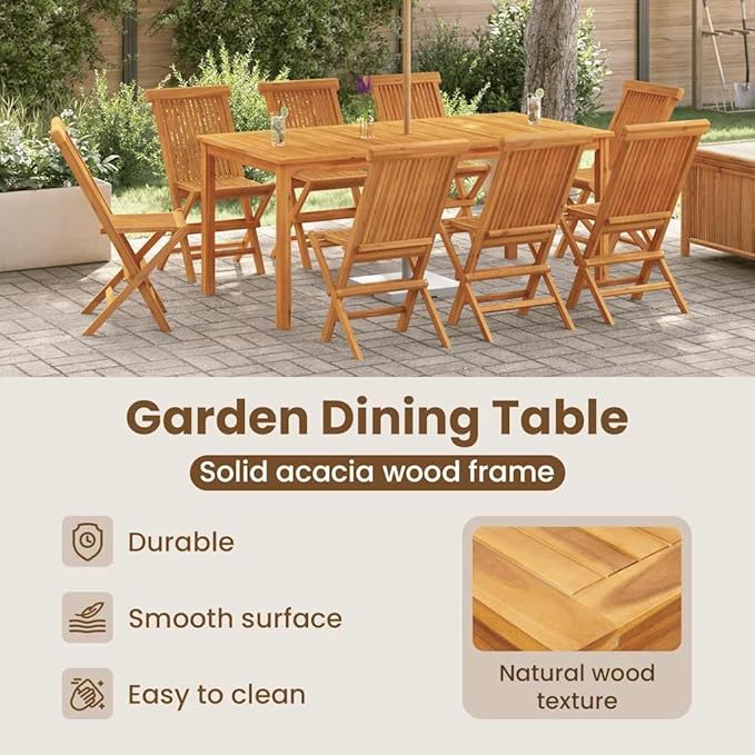 vidaXL Patio Dining Table - 70.9"x35.4"x29.5" Solid Acacia Wood - Rectangular Outdoor Garden Furniture - Photo 5