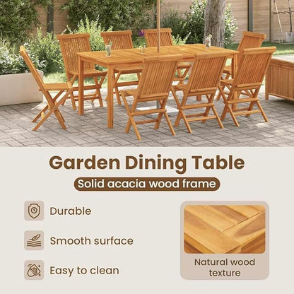 vidaXL Patio Dining Table - 70.9"x35.4"x29.5" Solid Acacia Wood - Rectangular Outdoor Garden Furniture