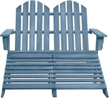 Blue Solid Fir Wood Large Detachable Garden Chair with Ottoman, 4-Piece Outdoor Patio Furniture Set for Relaxing - Photo 3
