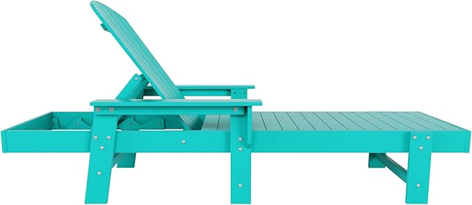 WestinTrends Dylan HDPE Outdoor Patio Poly Adirondack Reclining Chaise Lounge with Arms, Turquoise