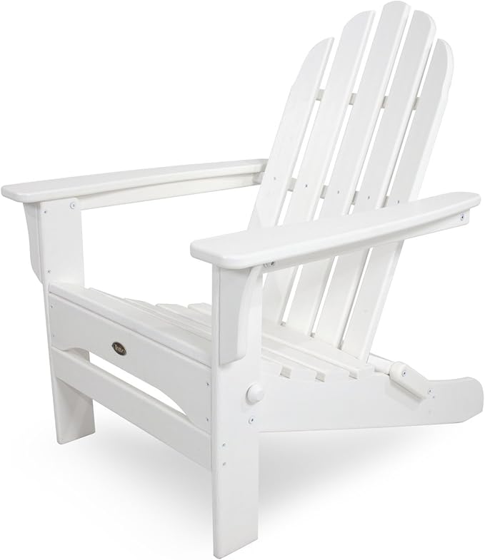 Trex Outdoor Furniture Cape Cod Folding Adirondack Chair, Classic White