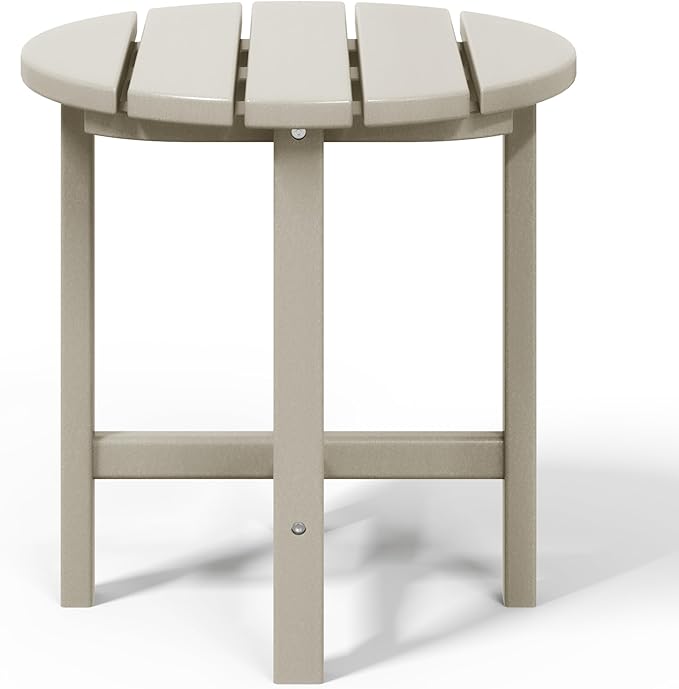 WestinTrends Dylan Adirondack Round Outdoor Side Table, Sand