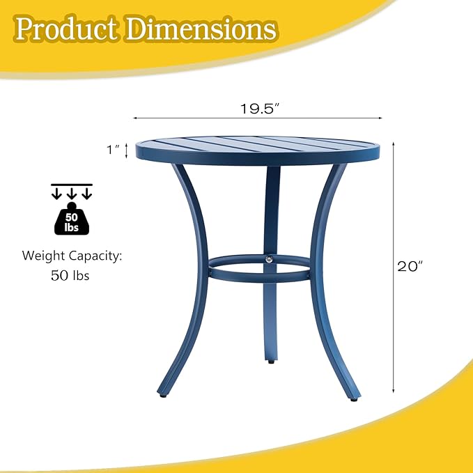 Outdoor Side Tables, Weather Resistant Iron Patio End Table - Photo 3