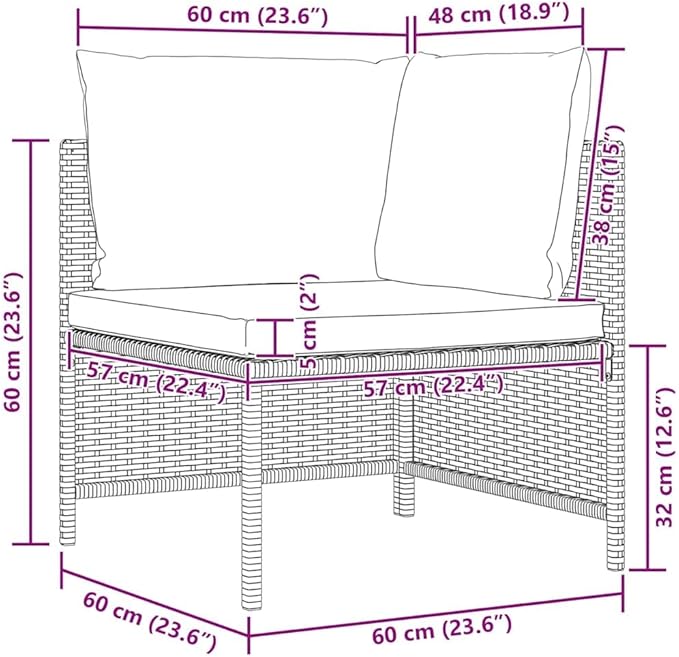 vidaXL Outdoor Sectional Corner Sofa with Cushions - Black Poly Rattan Corner Seat with Powder-Coated Steel Frame for - Photo 2