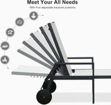 PURPLE LEAF Outdoor Chaise Lounge Set for 4 Aluminum Patio Chaise Lounger Chairs with Armrest and Wheels Adjustable - Photo 6
