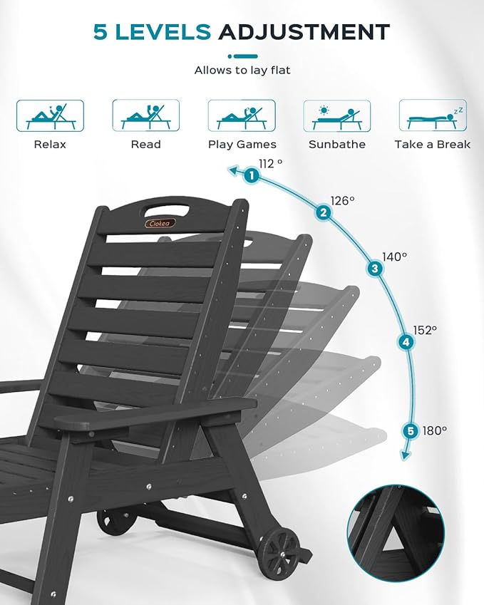 Outdoor Lounge Chair Set of 4, All Weather Patio Chaise Lounge Chair for Outside - Photo 4