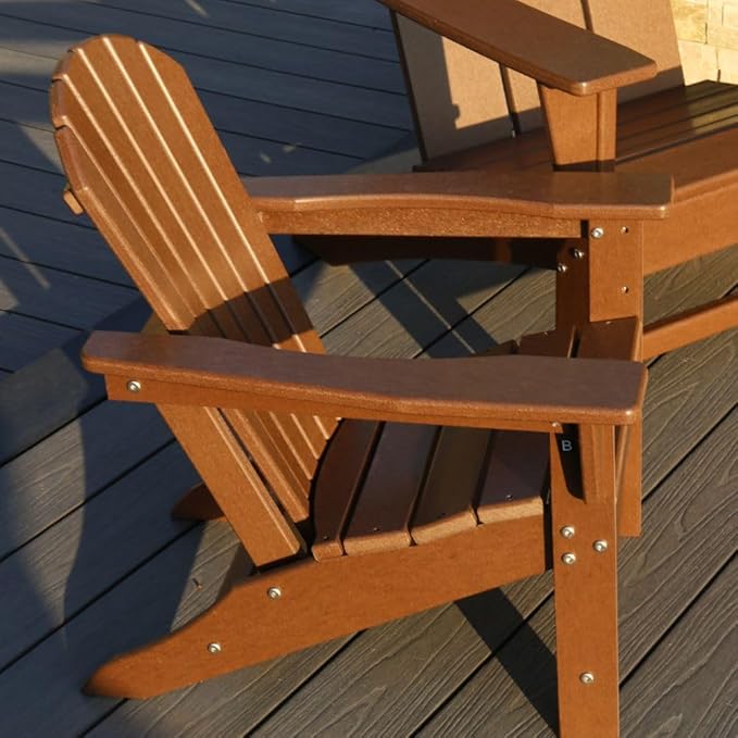 NewTechWood Child Adirondack Patio Chair Weather Resistant, Easy Installation, Widely Used in Outdoor, Fire Pit, Deck, Lawn, Outside, Garden Chairs (Teak)