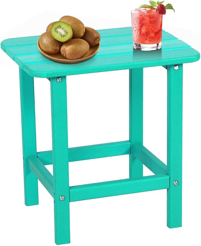 Aoodor 19'' Adirondack Side Table, Rectangular HDPE End Table, Weather Resistant and Easy Maintenance, Aruba