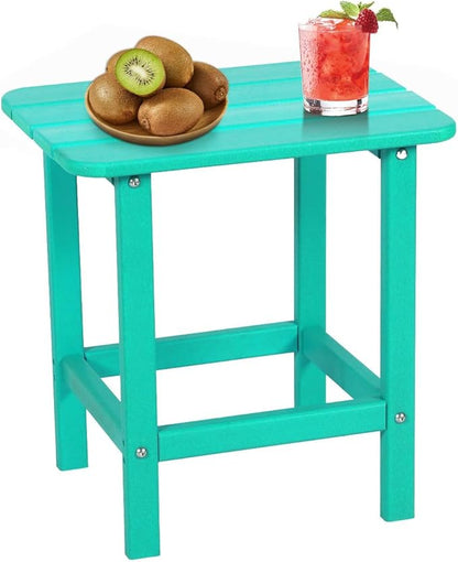 Aoodor 19'' Adirondack Side Table, Rectangular HDPE End Table, Weather Resistant and Easy Maintenance, Aruba