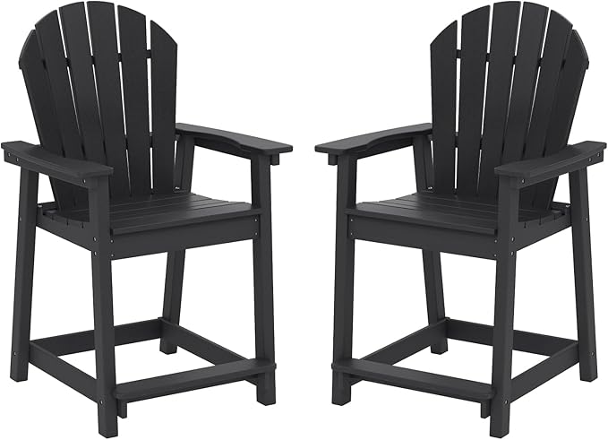 OTSUN Tall Adirondack Chairs Set of 2, HDPE Bar Height Outdoor Chairs, Adirondack Bar Stools for Patio Balcony & Porch - Photo 1