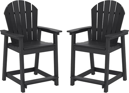 OTSUN Tall Adirondack Chairs Set of 2, HDPE Bar Height Outdoor Chairs, Adirondack Bar Stools for Patio Balcony & Porch