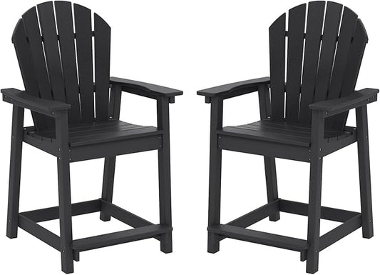 OTSUN Tall Adirondack Chairs Set of 2, HDPE Bar Height Outdoor Chairs, Adirondack Bar Stools for Patio Balcony & Porch