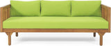 Claremont Outdoor 3 Seater Daybed with Cushions - Acacia Wood - Teak/Green - Photo 1