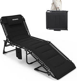 Oversized Padded Outdoor Folding Lounge Chair for Adults 330Ibs Patio Chaise Lounge Chair for Outside 5-Position - Photo 1