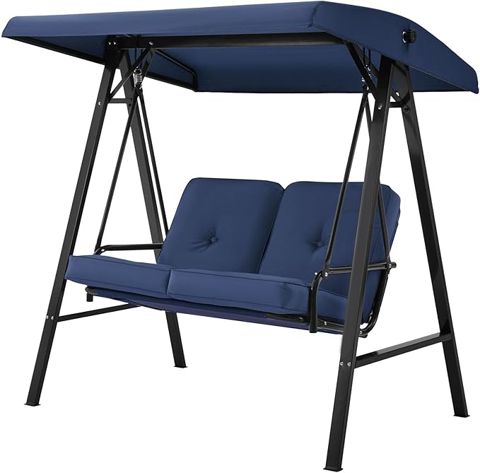 AECOJOY Outdoor Patio Swing Chair for Adults, 2-Seat Porch Swings with Adjustable Canopy - Photo 7