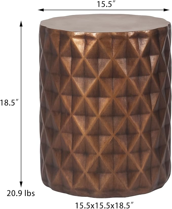 Adeco Modern 18.5" H Round Side Table, Indoor Outdoor Concrete End Table - Photo 2