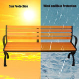 Outdoor Garden Bench, Patio Bench with Cast Iron Metal Frame & Comfort Wood Seat 47" 59" 71" Weather Proof Porch Chair - Photo 7