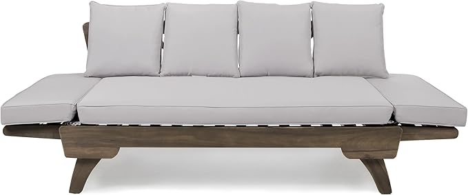 Christopher Knight Home Gary Patio Convertible Couch, Wooden Outdoor Daybed - Photo 6