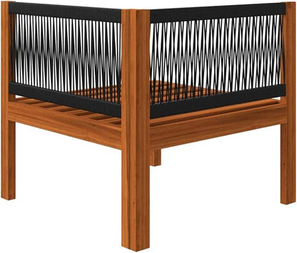 Rustic Solid Acacia Wood Garden Lounge Set with Weather-Resistant Cushions, Modular Outdoor Patio Furniture for Relaxing in Garden or Indoor Spaces