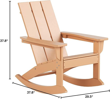 WO WESTIN OUTDOOR HDPE Shoreside Modern Rocking Poly Adirondack Chair (Set of 2),Teak
