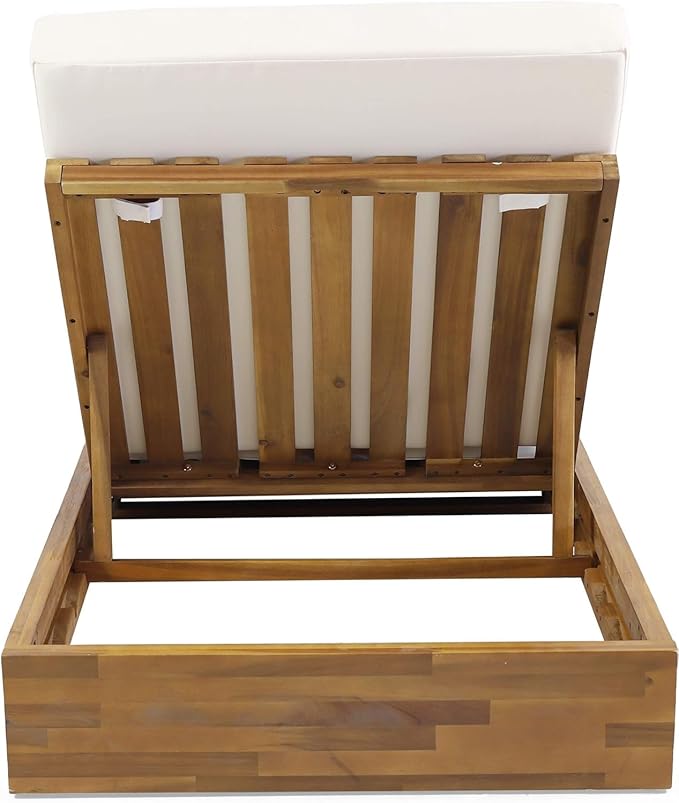 Christopher Knight Home Bayard Acacia Wood Chaise Lounge Chair Outdoor, Adjustable Backrest Sun Lounger Recliner, Wooden Patio Sun Bathing Lounge Chair, Teak