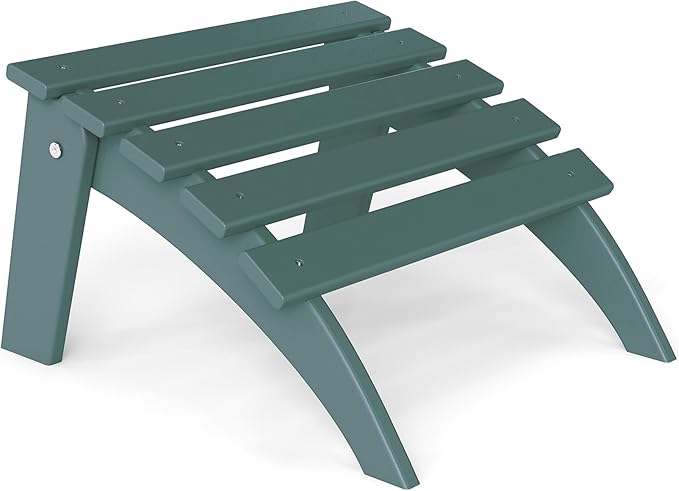 Adirondack Ottoman, Folding Adirondack Ottoman for Adirondack Chair, HDPE All Weather Outdoor Footstool for Patio, Backyard, Porch, Garden, Dark Green