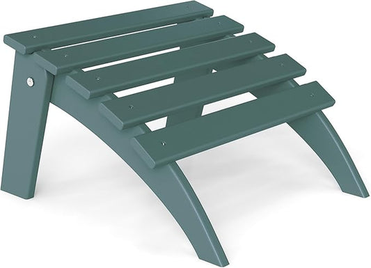 Adirondack Ottoman, Folding Adirondack Ottoman for Adirondack Chair, HDPE All Weather Outdoor Footstool for Patio, Backyard, Porch, Garden, Dark Green