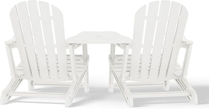 WestinTrends Azura Outdoor HDPE Adirondack Chairs with Connecting Table Tray (Set of 2), White