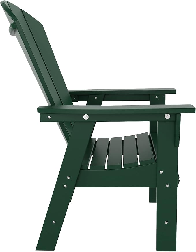 WestinTrends Malibu Outdoor Patio HDPE Plastic Adirondack Dining Chair Dark Green