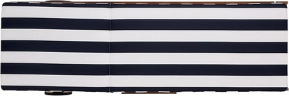 SAFAVIEH Outdoor Patio Furniture Collection - Newport Natural Solid Wood Chaise Lounge Chair with Navy Stripe Cushion, Adjustable Backrest (PAT7316F)