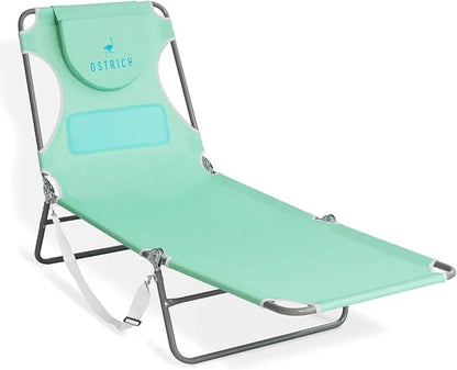 Ostrich the Ladies Comfort Lounger with Chest Support, Foldable and Portable Reclining Outdoor Patio Beach Lawn Camping Pool Tanning Chair, Teal
