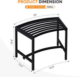 VINGLI Outdoor Metal Curved Bench, Weatherproof Fire Pit Bench Set of 4, Heavy Duty Steel Backless Benches - Photo 3