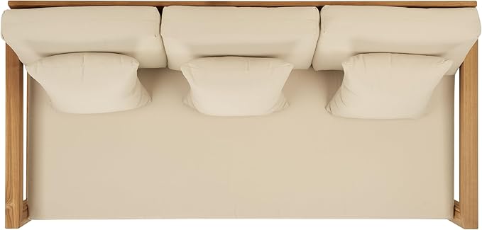 SAFAVIEH Couture Outdoor Collection Montford Beige 3-Seat Bench Casing Upholstery Removable Cover Fabric - Photo 9