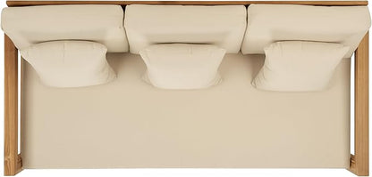 SAFAVIEH Couture Outdoor Collection Montford Beige 3-Seat Bench Casing Upholstery Removable Cover Fabric