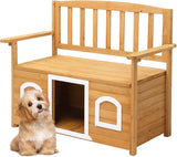 VINGLI Outdoor Storage Bench with Built-in Dog House - Photo 1