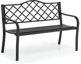 Tangkula Outdoor Steel Garden Bench, Patio Park Bench w/Iron Casted Seat, Armrest & Backrest - Photo 9
