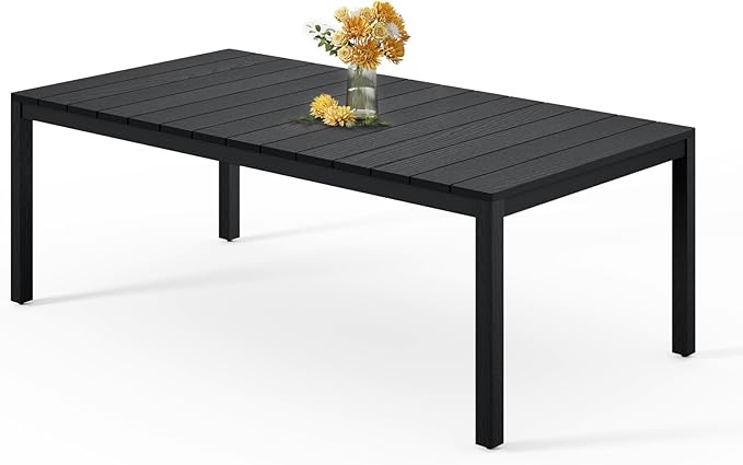 Stoog All-Weather Patio Dining Table for 6, 63" Waterproof HIPS Material Dining Table with Umbrella Hole - Photo 1