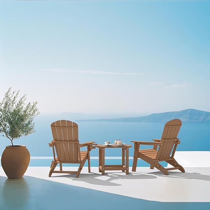 Adirondack Outdoor Side Table - 16.5" Square 2-Tier Patio Table with Weatherproof HDPE Material | All-Weather, Low Maintenance Furniture for Poolside, Porch, Deck