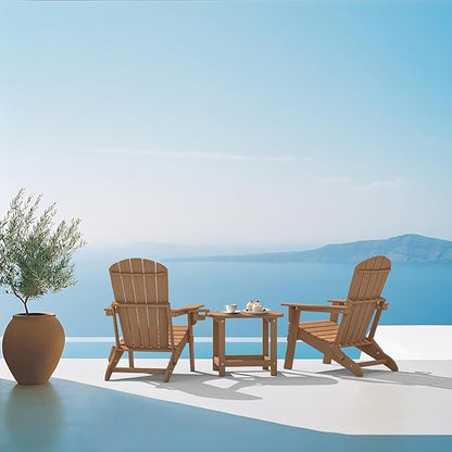 Adirondack Outdoor Side Table - 16.5" Square 2-Tier Patio Table with Weatherproof HDPE Material | All-Weather, Low Maintenance Furniture for Poolside, Porch, Deck