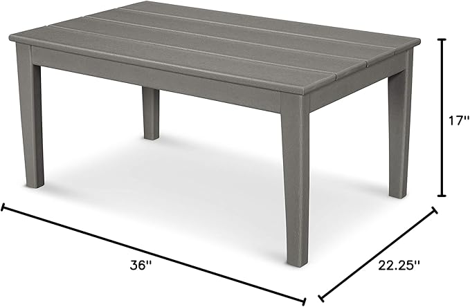POLYWOOD® Newport 22" x 36" Coffee Table, Slate Grey