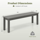 Tangkula HDPE Outdoor Bench, 2-3 Person Patio Bench, 55" Backless Garden Dining Bench with Slatted Seat - Photo 3