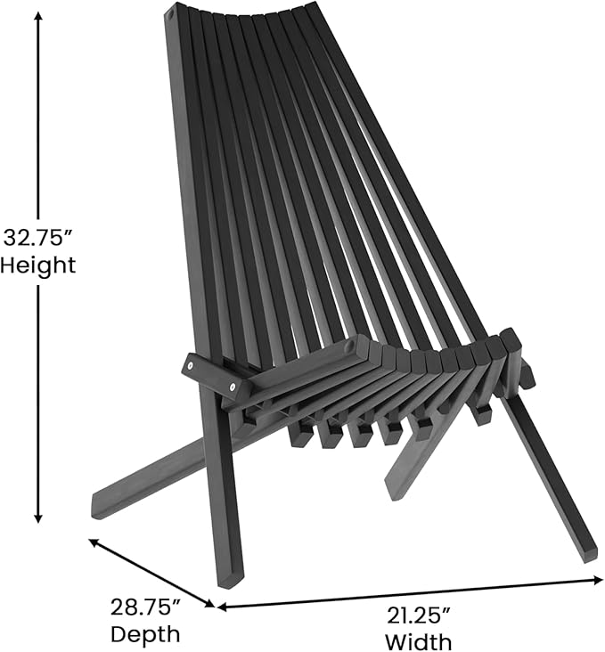 Flash Furniture Delia Commercial Indoor/Outdoor Wood Folding Chair, Low Profile Lounge for Patio, Porch, or Garden - Photo 3