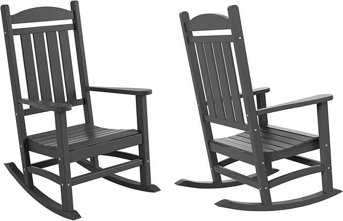 WO WESTIN OUTDOOR HDPE Laguna Classic Porch Rocking Chair (Set of 2), Gray