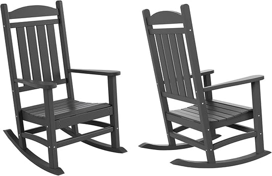 WO WESTIN OUTDOOR HDPE Laguna Classic Porch Rocking Chair (Set of 2), Gray