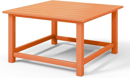 WestinTrends Malibu Low Outdoor HDPE Square Patio Coffee Table, Orange